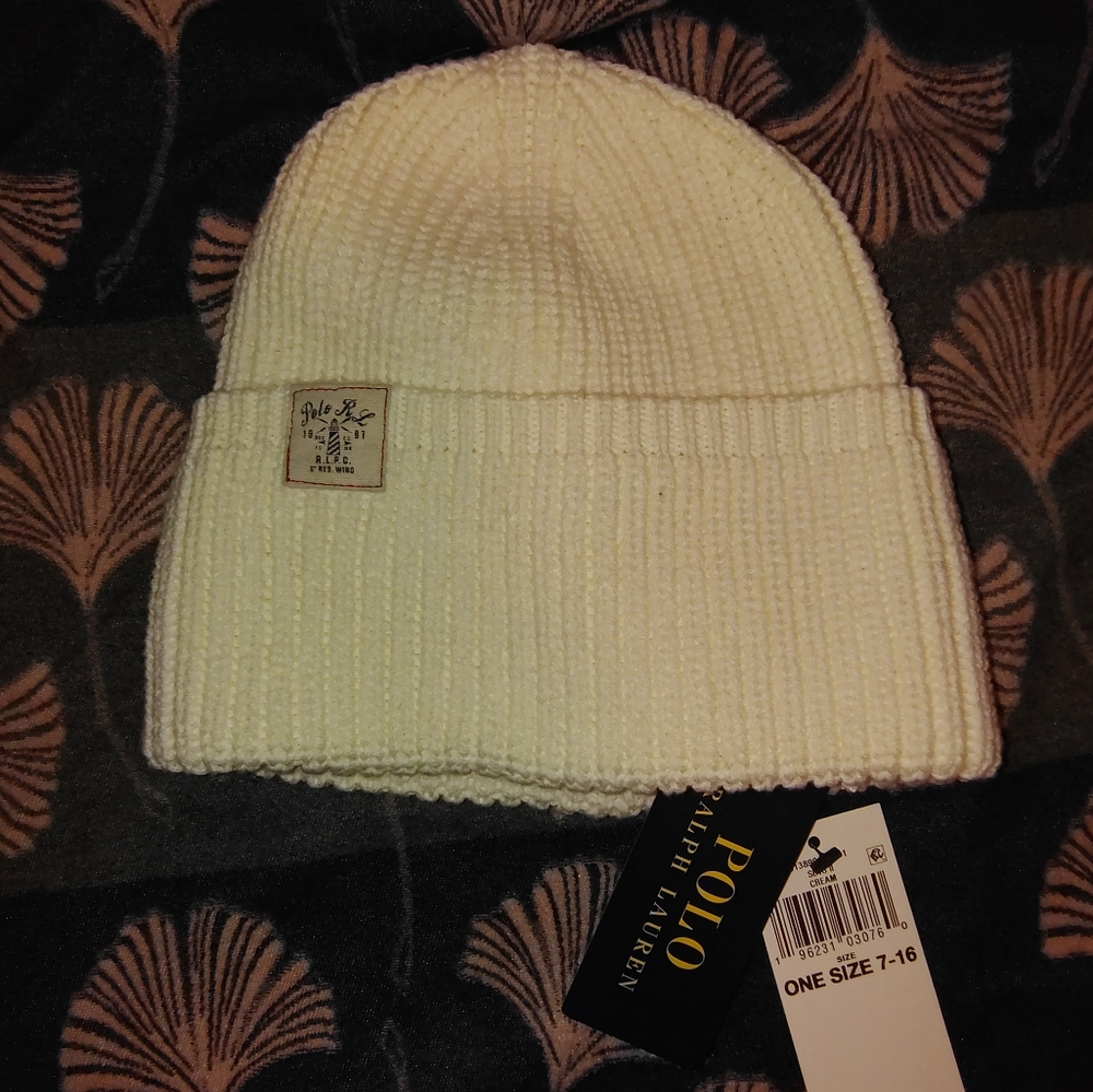 Polo by Ralph Lauren Cream Knit Beanie
